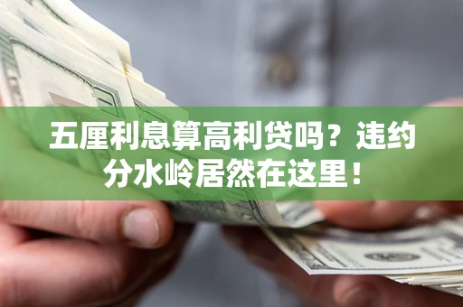 武汉五厘利息算高利贷吗？违约分水岭居然在这里！