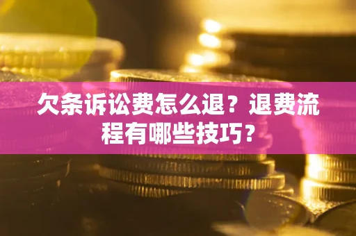 武汉欠条诉讼费怎么退？退费流程有哪些技巧？